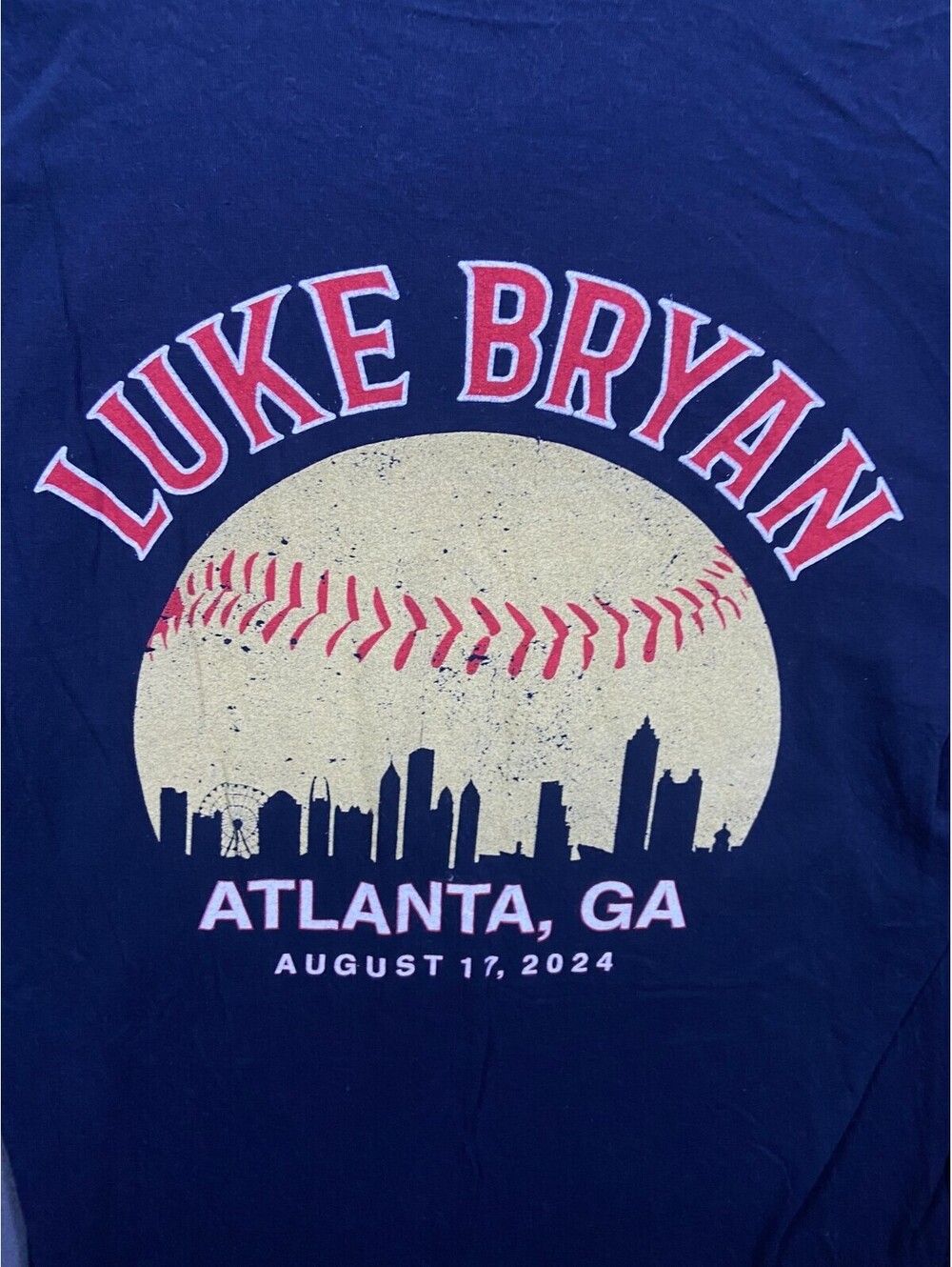 Luke Bryan 2024 Atlanta Baseball Tour Shirt Navy - Size S (not tags) Country EUC